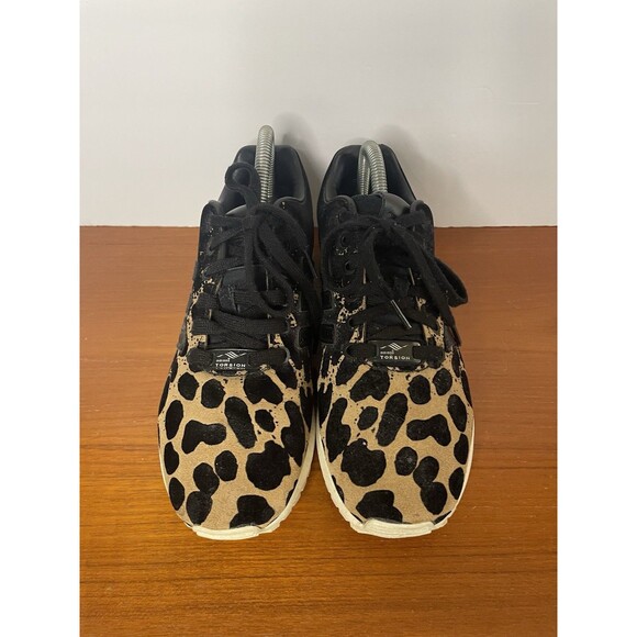 Adidas ZX Flux Core Torsion Black Women Size US 7 Cheetah Leather Suede - Picture 3 of 8